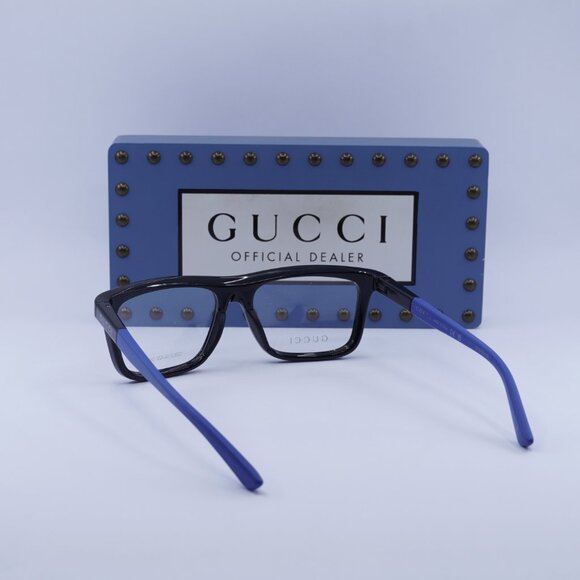 Gucci GG1737O 003 Rectangle Eyeglasses - Black/Blue 54mm - Picture 4 of 11